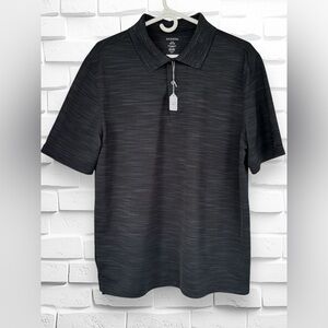George Men’s Large Heathered Black Short Sleeve Athleticwear Polo Shirt